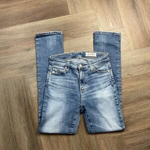 AG Adriano Goldschmied Mari High Rise Straight Leg Jeans Womens 25R Blue Classy